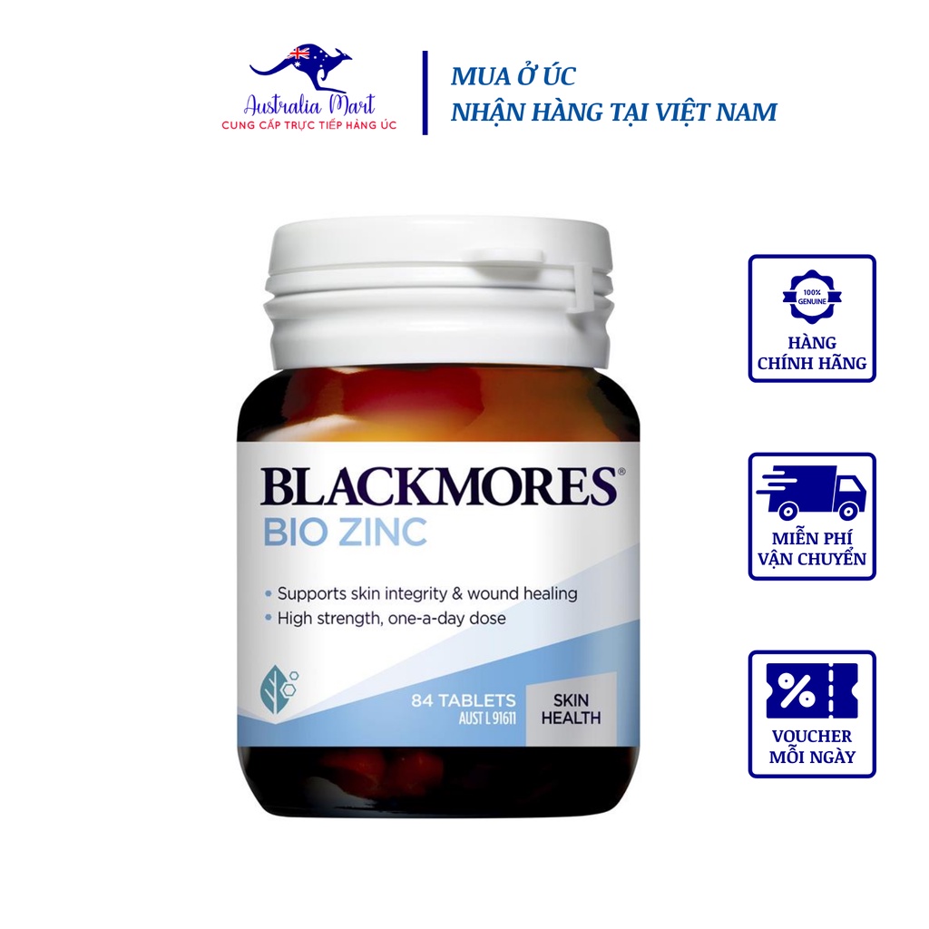 Viên kẽm Blackmores Bio Zinc hỗ trợ kiểm soát  mụn trứng cá -Australia mart