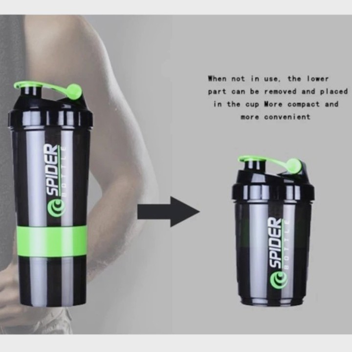 Bình Lắc Shaker Gym 500ml 3 Ngăn | Bình Nước Tập Gym Tiện Dụng