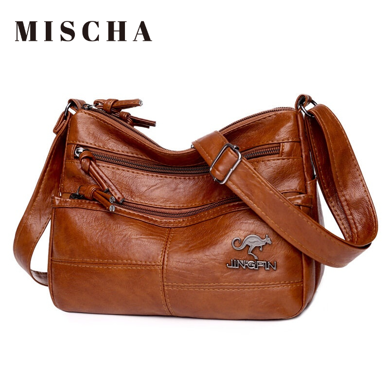 Mischa Túi Đeo Vai Da PU Mềm Cỡ Lớn Màu Trơn Đơn Giản Dễ Phối Đồ