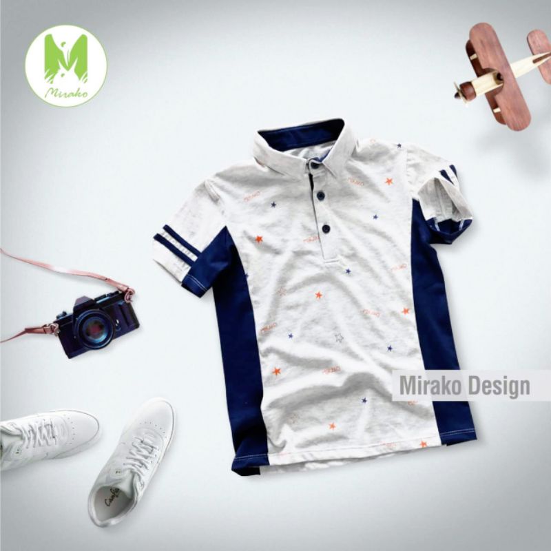 Áo thun phông polo cộc tay cổ trụ cho bé trai MIRAKO hàng xuất xịn 100% cotton mềm mịn mát từ 1 đến 6 tuổi