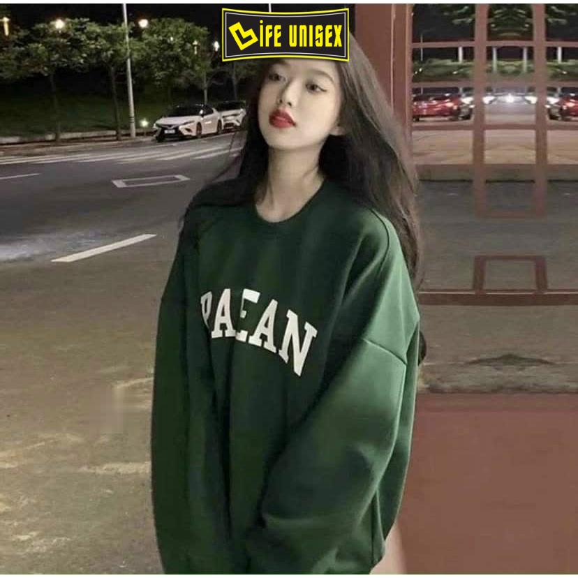 Áo Khoác Sweater Nỉ PAEAN Nam Nữ Ulzzang Unisex Cổ Tròn, Áo Khoác Nỉ Form Rộng LIFE UNISEX
