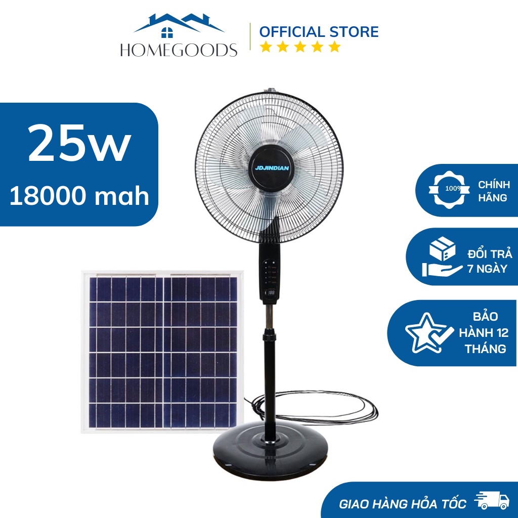 Quạt Tích Điện Quạt Năng Lượng Mặt Trời Solar Fan Có Pin Chống Chai 18k MahDùng Liên Tục 10 Tiếng - Home Goods Quạt Điều