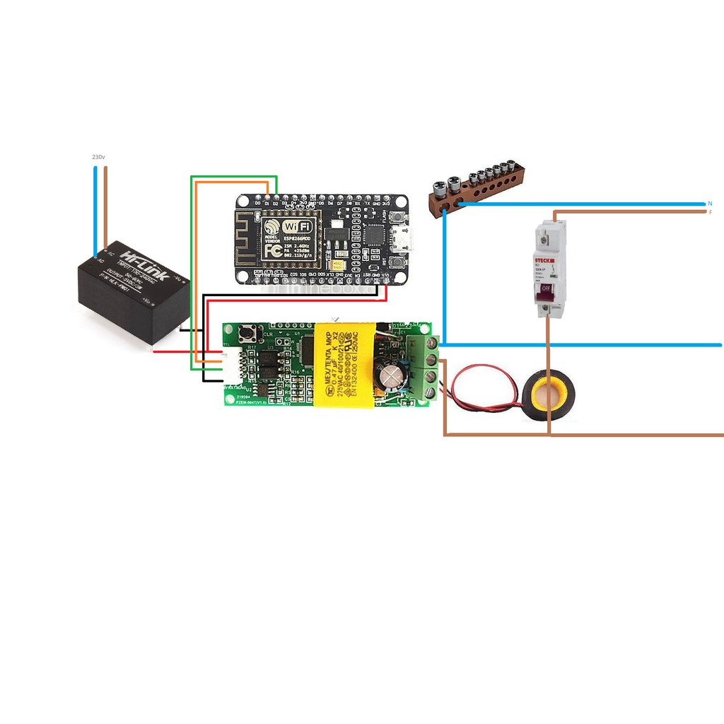 Combo công tơ điện tử wifi esp8266 Nodemcu + PZEM-004T v3.0 nạp sẵn tasmota