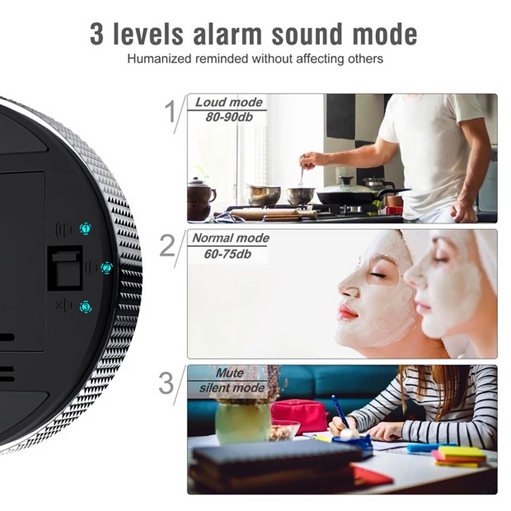 Round Rotary Digital Timer Stopwatch LED 99 Minutes 59 Seconds Studying Meditation Countdown Alarm 3 Level