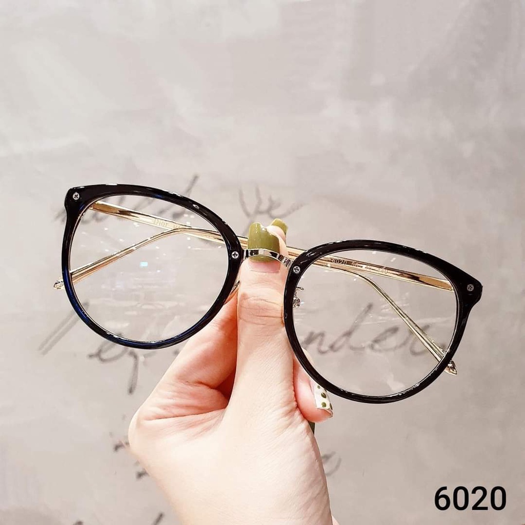 Kính mắt nữ giả cận mặt tròn gọng kim loại cao cấp style Hàn Quốc thiết kế cực xinh - 6020