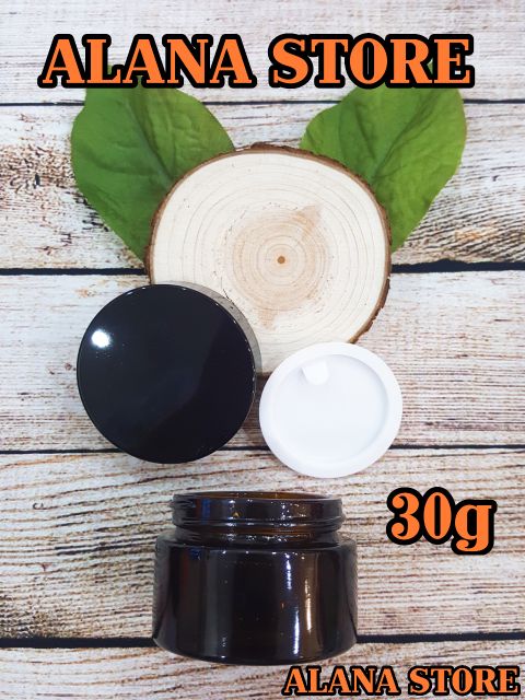 Hũ thủy tinh nâu nắp đen 30g