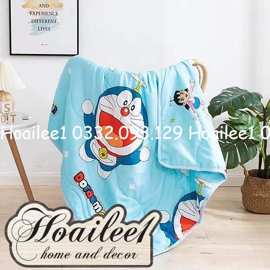 Mền cho bé vải cotton đũi mềm mịn thoáng mát, chăn hè thu cho bé đi học 1m1x1m5