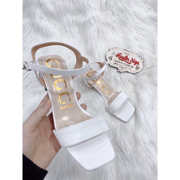 Dép cao gót quai hậu nữ màu trắng cao 3cm
