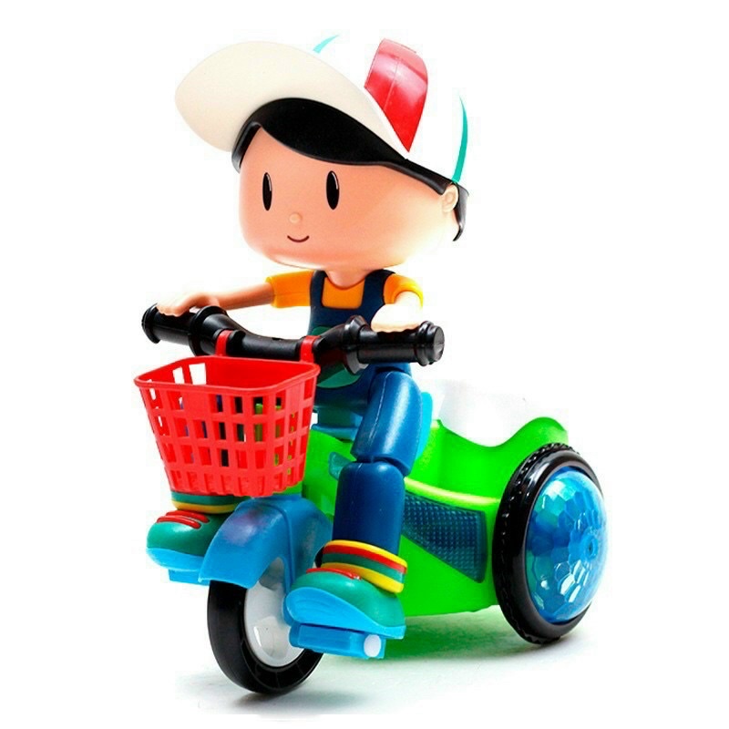 Xe đồ chơi có nhạc và đèn led em bé đạp xe xoay 360 độ