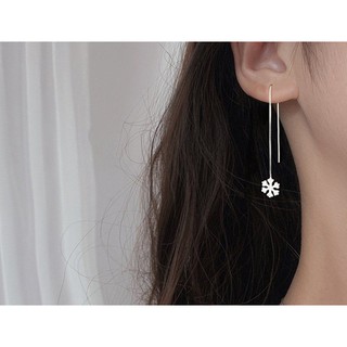Bông tai mạ Bạc 925 Bông tuyết thả dáng dài nhiều kiểu đeo Bạc VNJ