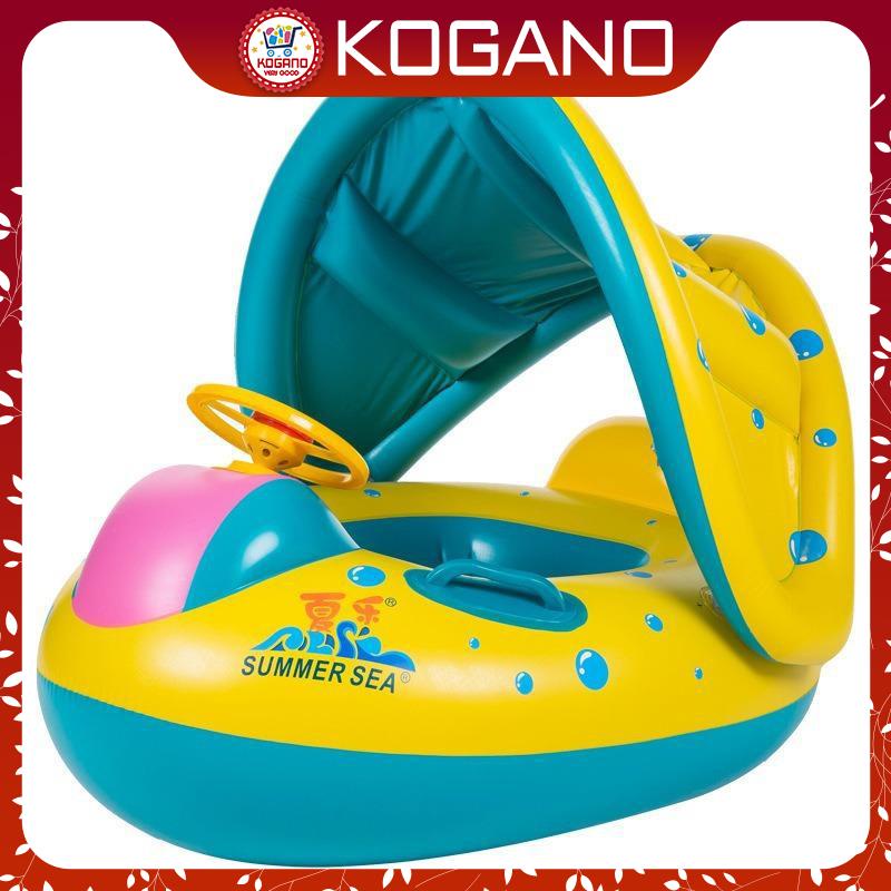 Phao Bơi Trẻ Em KOGANO Dáng Du Thuyền Xỏ Chân Chống Lật An Toàn Cho Bé Có Mái Che, Còi Bấm SS-001123