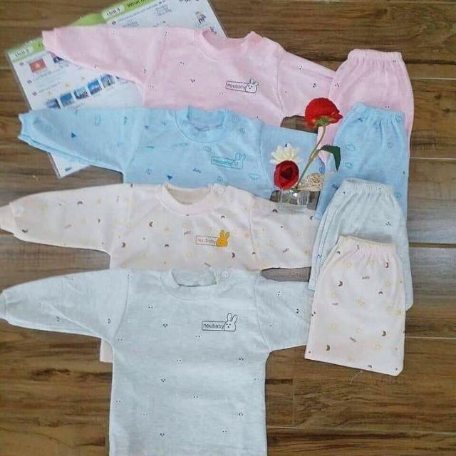 Bộ nỉ cotton Unchi dài tay cài khuy giữa