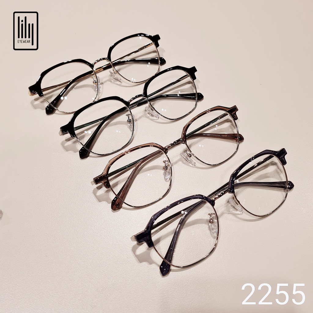 Gọng kính mắt nam nữ Lilyeyewear mắt tròn kim loại thanh mảnh màu sắc thời trang 2255 | BigBuy360 - bigbuy360.vn