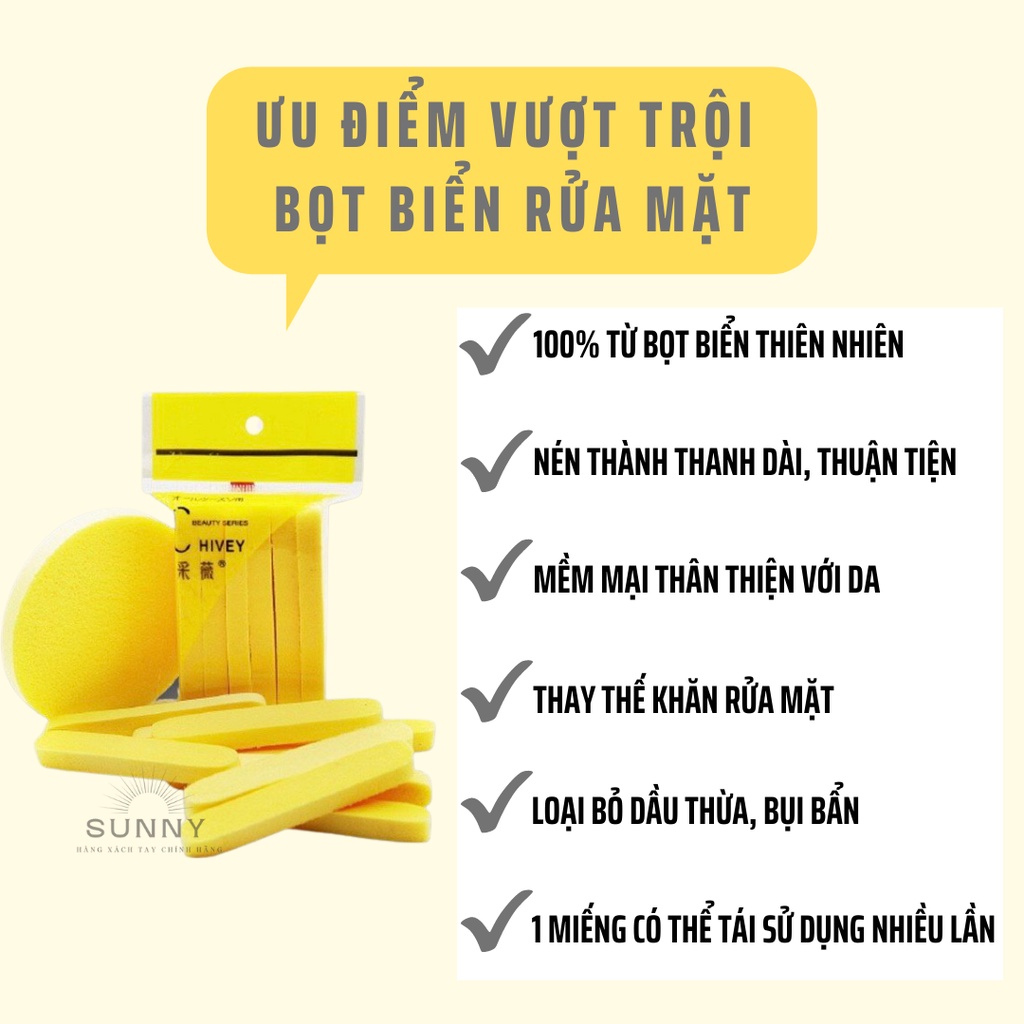 Bông nở rửa mặt bọt biển Chivey gói 12 miếng siêu tiết kiệm giúp tẩy tế bào chết trên da