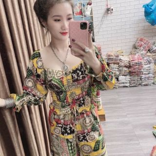 Bộ Thổ Cẩm Tay Dài Áo Ôm Lụa Mango