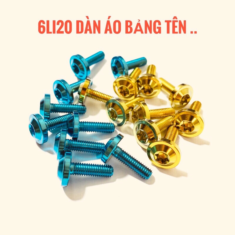 Ốc titan 6li20 dù to gắn dàn áo bảng tên ốp pô