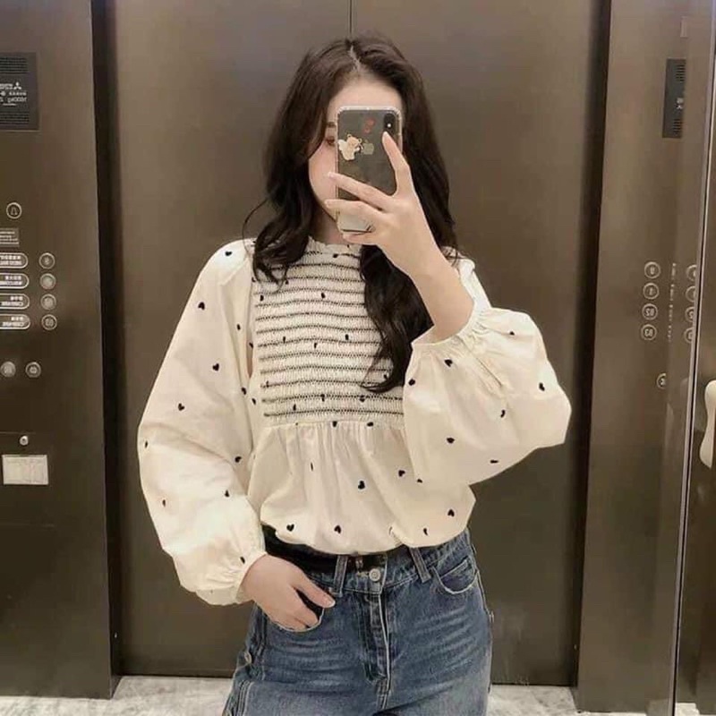 Áo sơ mi tay bồng zara xs