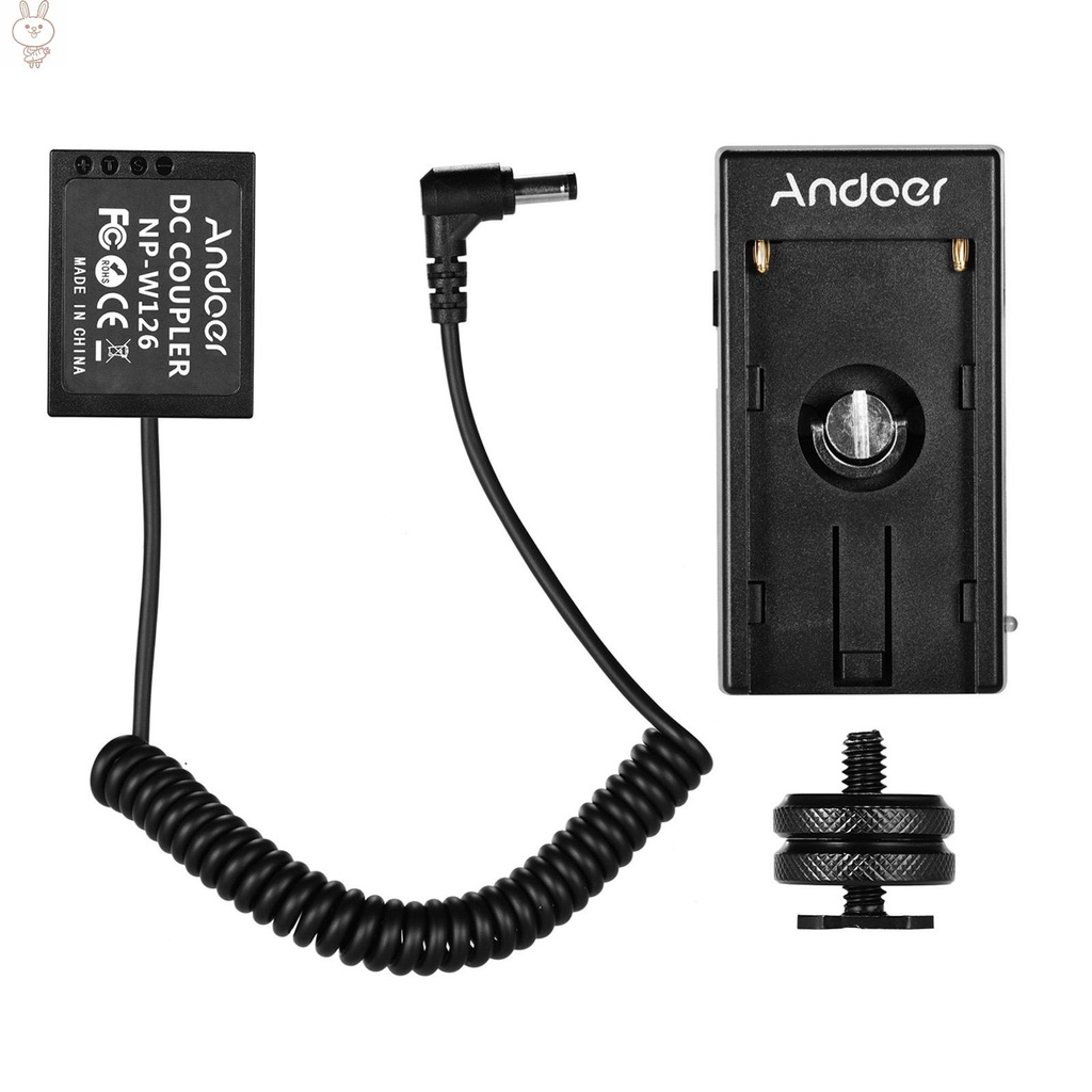 Only♥Andoer NP-W126 Dummy Battery Coupler with Spring Cable + NP-F970 F750 Battery Plate Holder Compatible with Fuji Cameras X-A1/X-A2/X-A3/X-E1/X-E2/X-M1/X-Pro/X-T1/X-T2/X-T10/HS33EXR/HS35EXR/HS50EXR