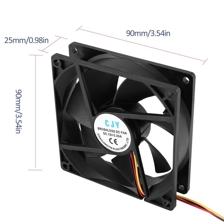 Quạt tản nhiệt làm mát CPU DC PK 12V 3-pin 9cm 90 x 25 mm 65 CFM