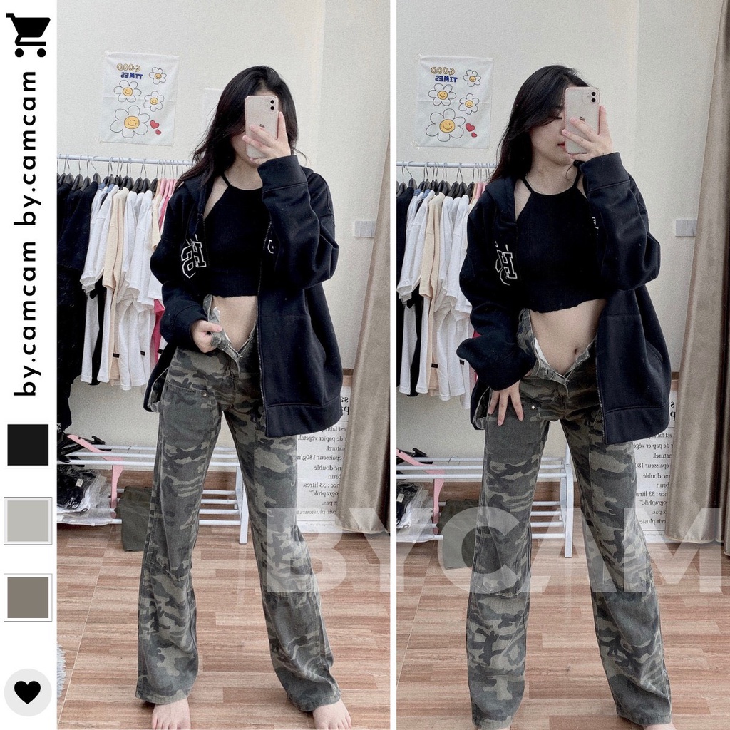 Quần Jean Ống Rộng Ống Suông Họa Tiết Rằn Ri Quân Đội Mẫu mới Cực Hot 2022 𝘽𝙮.𝘾𝙖𝙢𝙘𝙖𝙢