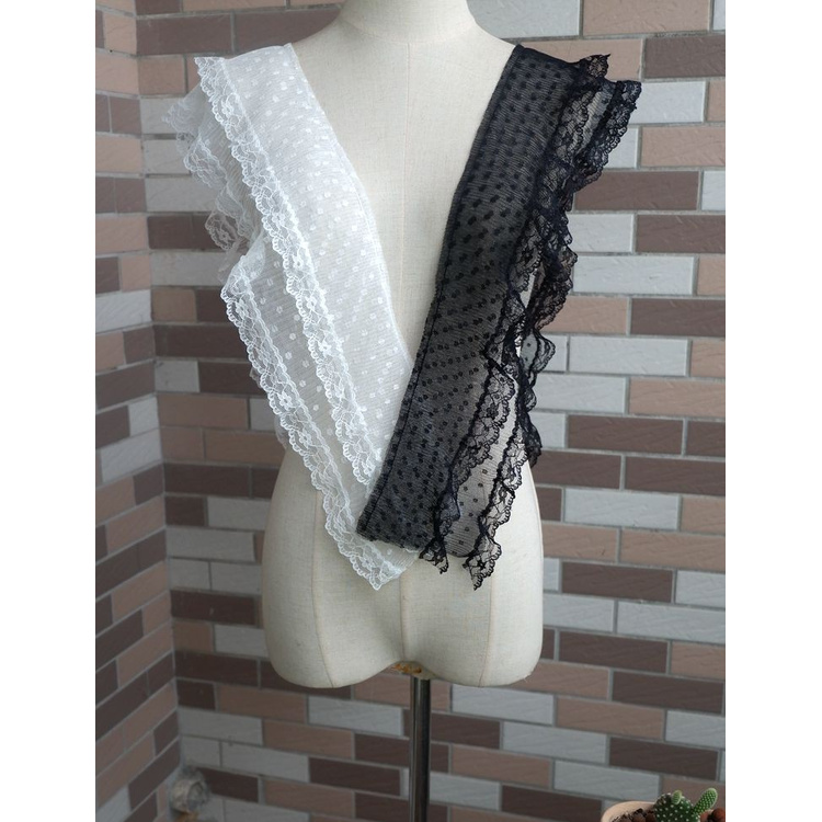 Miếng ren xếp ly trang trí lai áo/tay áo/cổ áo thủ công rộng 12-13 cm