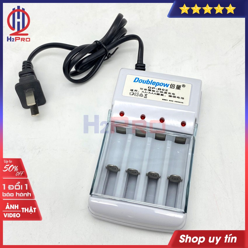 Máy sạc pin tiểu AA-pin đũa AAA H2pro DP-B02 đa năng-sạc 4 pin cùng lúc-có đèn báo, máy sạc pin AA-AAA hàng hãng giá rẻ