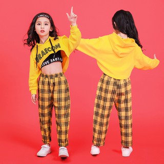 Trang Phục Nhảy Hip Hop Lưng Cao Dáng Rộng Cá Tính Cho Bé Gái