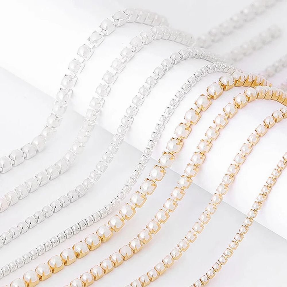 [Hàng mới về] Chuỗi Hạt Ngọc Trai 3D 25Cm Trang Trí Móng Tay Nghệ Thuật DIY Thời Trang