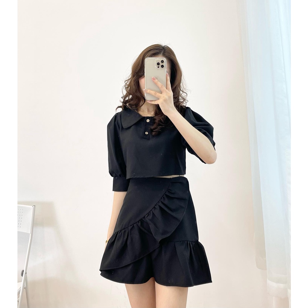 Set áo croptop chân váy bèo xinh Miho house