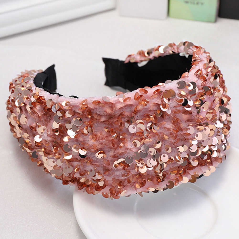 Băng Đô Nhung Bản Rộng Đính Kim Sa Lấp Lánh Thời Trang Cho Nữ