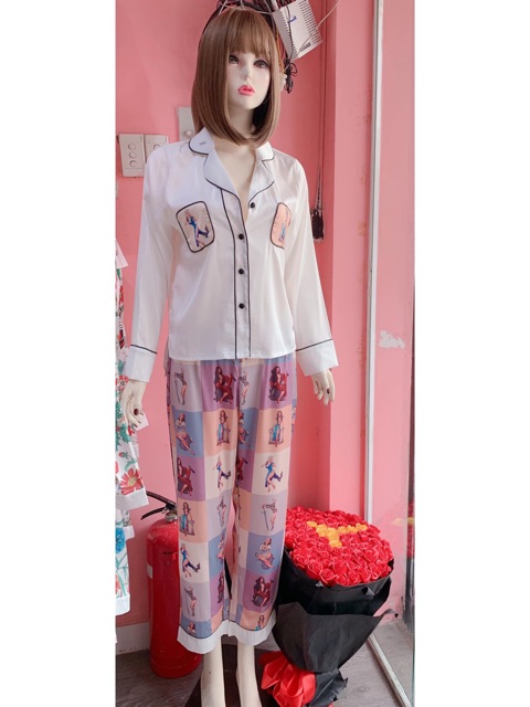 BỘ LỤA SATIN TAY DÀI QUẦN DÀI CÔ GÁI SIÊU HOT | BigBuy360 - bigbuy360.vn