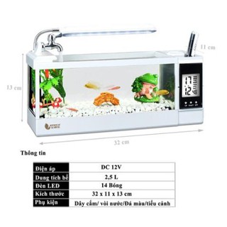 BỂ CÁ MINI CÓ ĐỒNG HỒ ĐỂ BÀN JENECA TG-03/03M