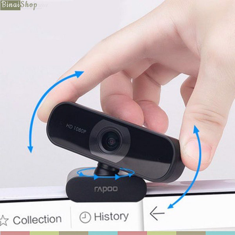 [BH 2 năm] Rapoo C260 - Webcam Họp Trực Tuyến Phân Giải HD 1080p, Góc Siêu Rộng 95°, Tự Động Lấy Nét