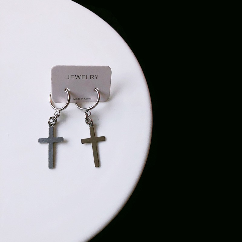 Khuyên Tai Hình Chữ Thập Cá Tính Độc Đáo Phong Cách Harajuku