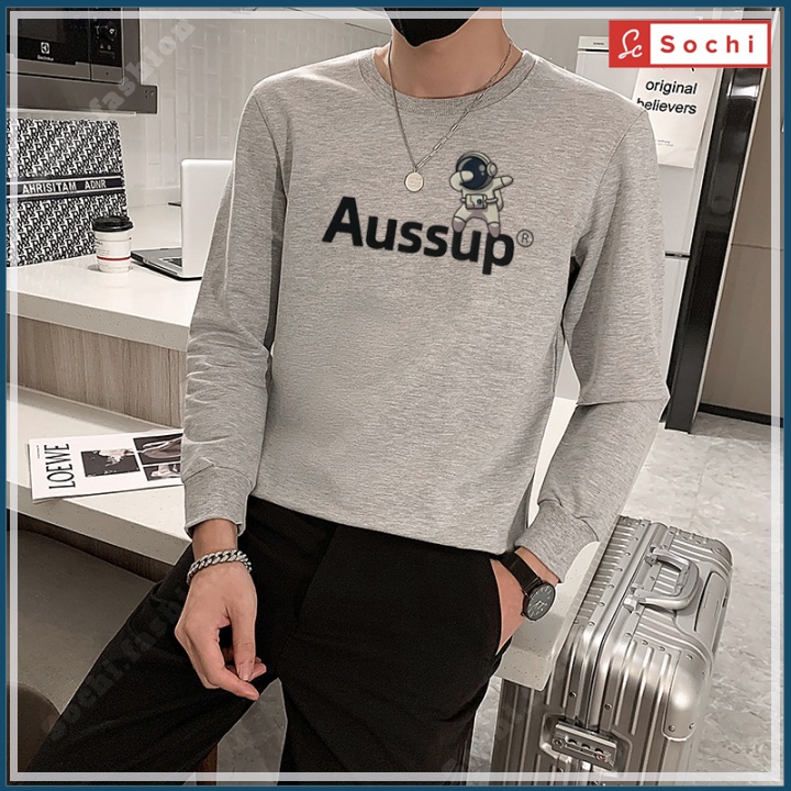 Áo nỉ dài tay nam, áo nam thu đông cổ tròn mịn đẹp 3D lạ mắt in Aussup mã SW8.05