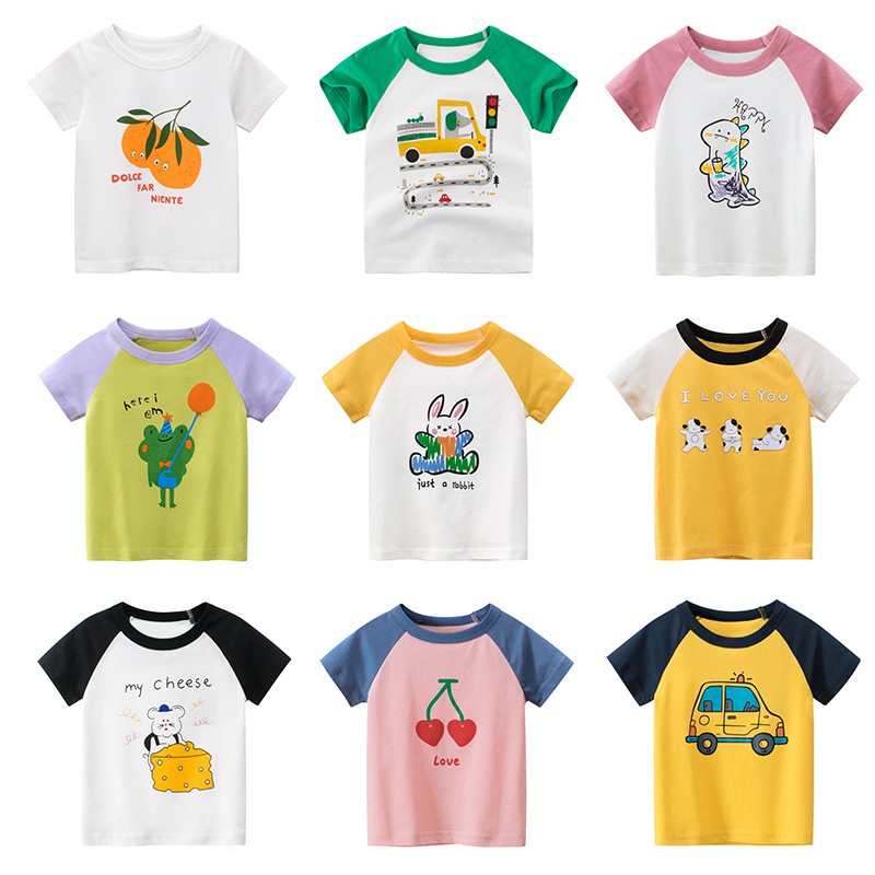 Áo Thun Cotton Tay Ngắn In Hình Xe Hơi Thời Trang Mùa Hè Cho Bé 1-8 Tuổi