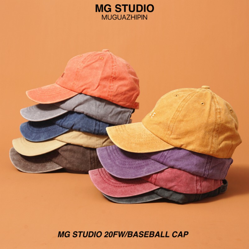 Mũ lưỡi trai MG STUDIO bằng cotton phai màu thêu chữ &quot;CHANCE&quot; thể thao