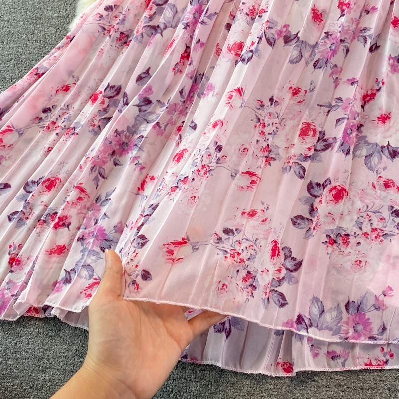 #1599  Đầm tay dài chất voan 2 lớp khoét vai dáng tay phồng xếp ly 6 màu siêu xinh