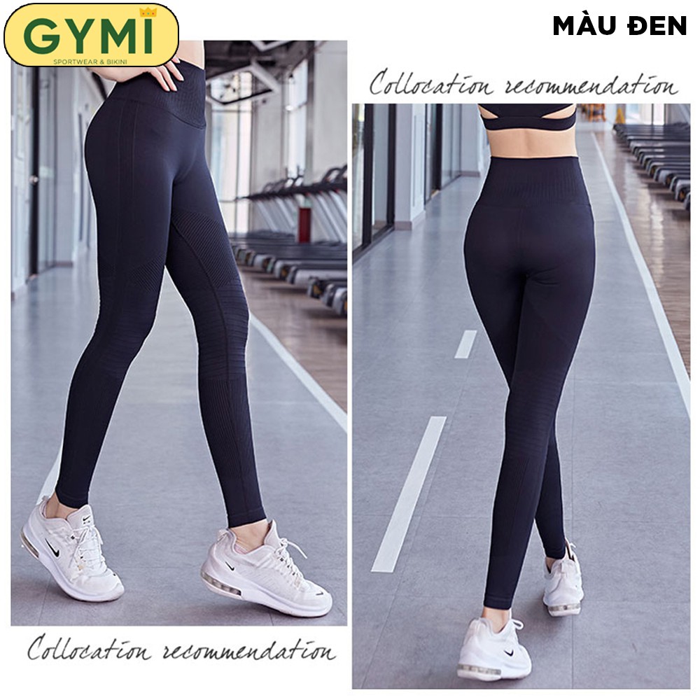 Quần tập gym yoga nữ GYMI QD02 dáng dài legging thể thao lưng cao nâng mông chất vải dệt cao cấp