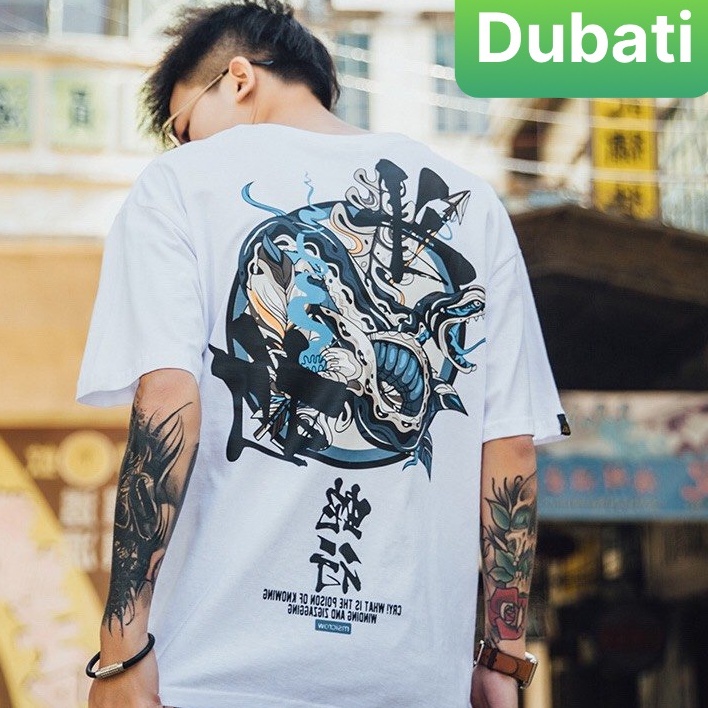 ÁO THUN NAM NỮ CON RẮN FORM RỘNG TAY LỠ HOT TREND MẠNH MẼ SÀNH ĐIỆU VẢI DÀY MIN - DUBAI FASHION