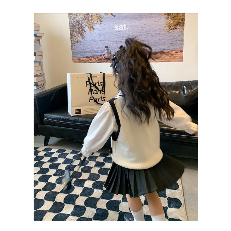 ÁO GHILE LEN ĐEN TRẮNG ĐÍNH HOA CỰC YÊU CHO BÉ - CỐM KIDS NT