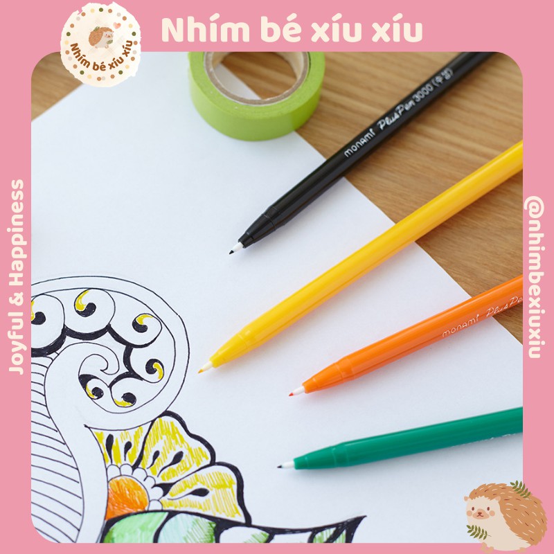Bút Monami plus Pen 3000 - Bút viết thanh đậm ngòi 0.3mm - 36 màu VT321