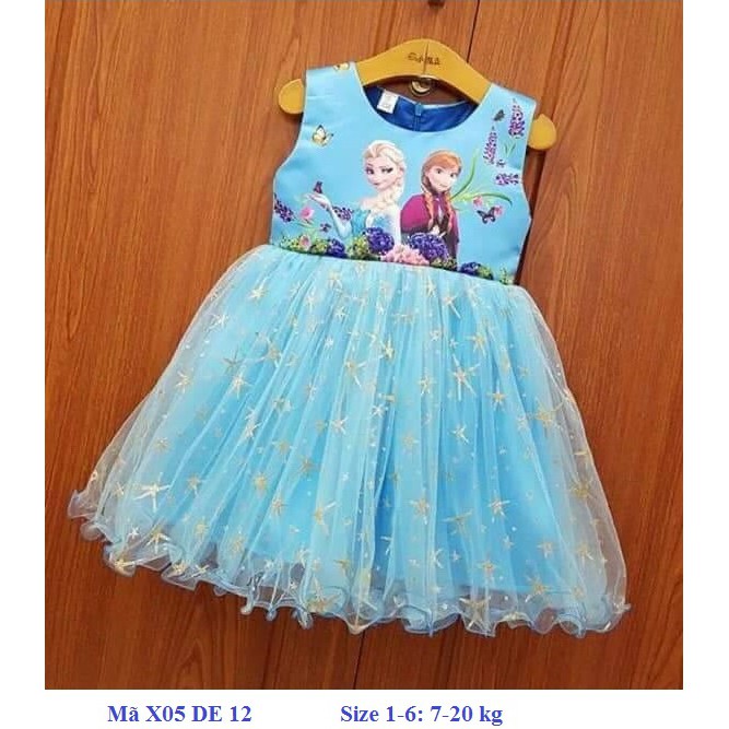 Mã X05 DE 12 - Đầm Elsa kim tuyến màu xanh