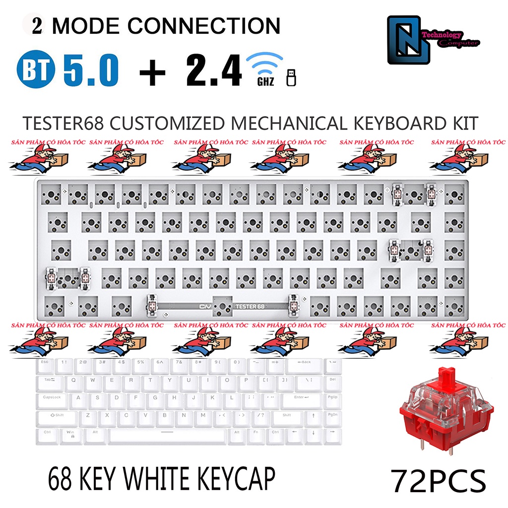 Bàn Phím Tester 68 Kit Bộ Hoàn Chỉnh Bao Gồm Cả Switch Keycap