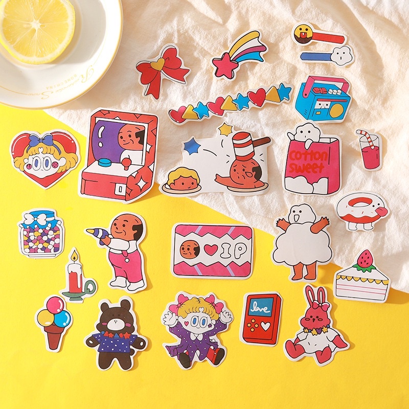 Set 20 sticker hình dán trang trí sổ, decor góc học tập