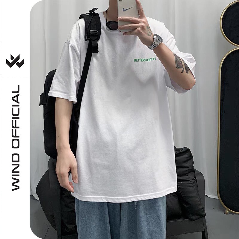 Áo phông unisex form rộng WIND oversize tay lỡ cotton BEITOGEN thời trang nam nữ | BigBuy360 - bigbuy360.vn