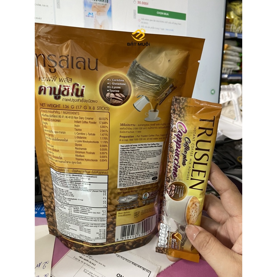 Cà Phê Hòa Tan Coffee Plus Cappuccino Truslen túi 136g