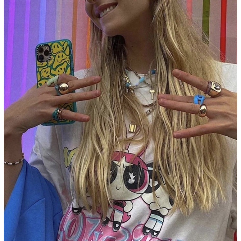 Áo phông in hình Powerpuff Girl form dáng oversized