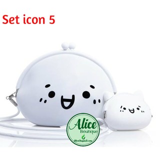 Set túi + ví silicon icon cảm xúc