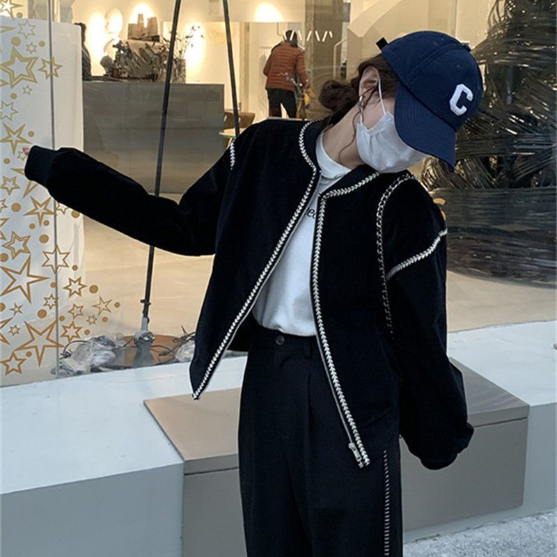 [Spot] Korean wind long sleeve wide sleeve baseball jacket spring and autumn fashion women